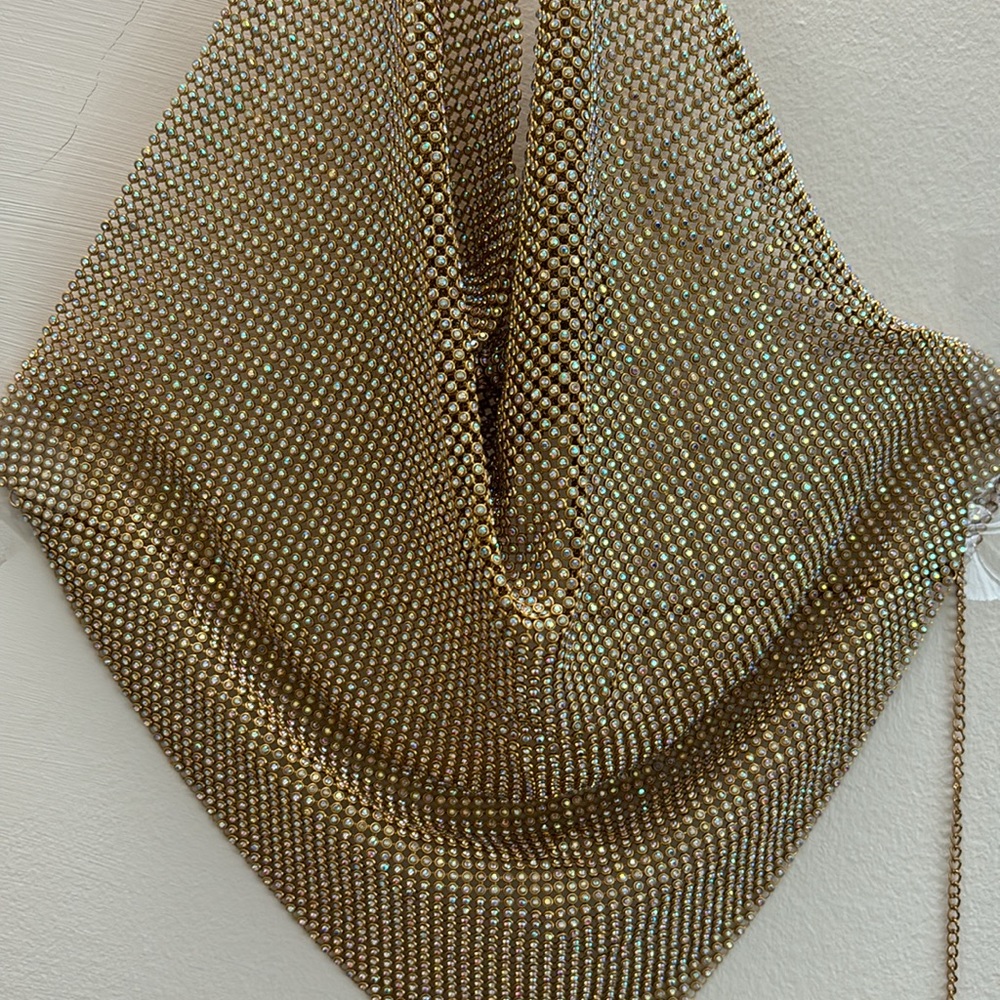 Chainmail Top. Holly Luxe Diamanté Top - Gold Iridescent - Picture 14 of 16